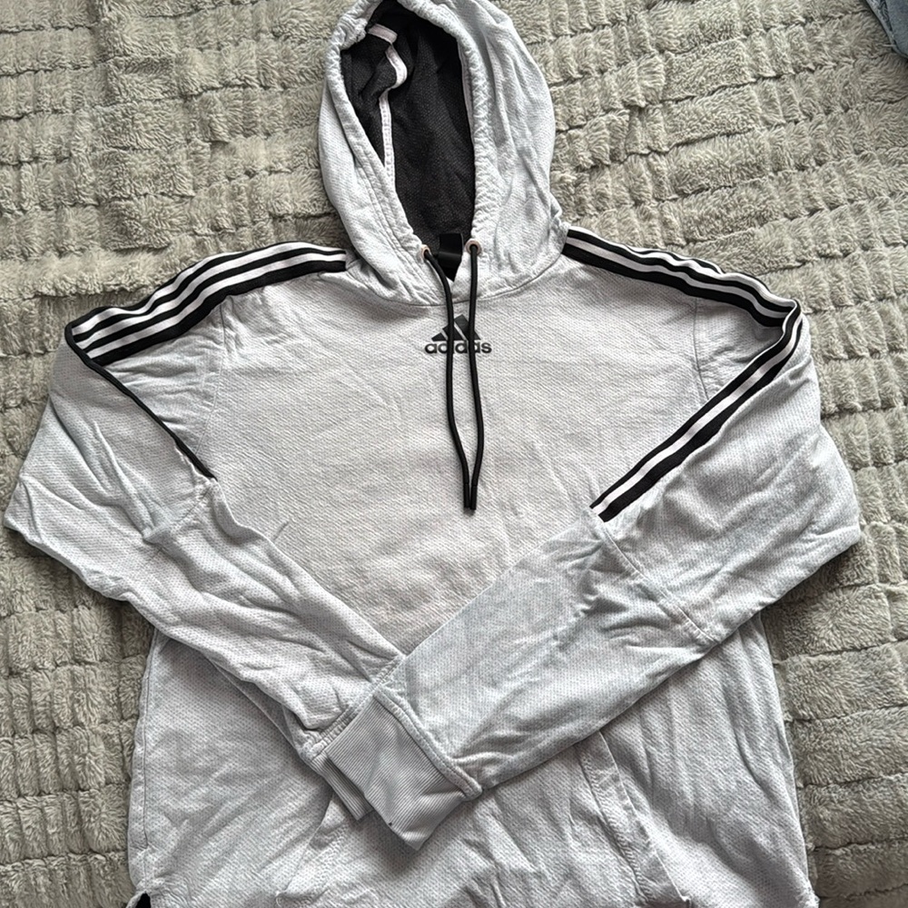 Adidas Men’s White and Grey Hoodie